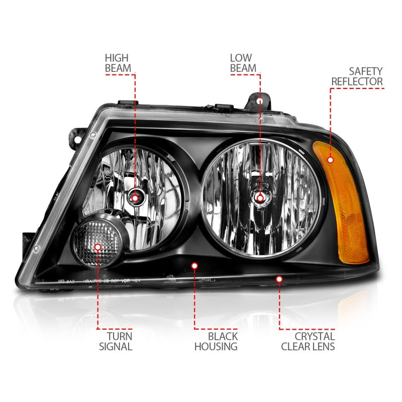 Anzo 2003-2006 Lincoln Navigator Crystal Headlights Black 111045 Photo - Unmounted