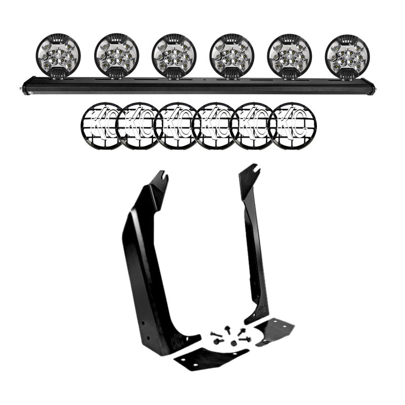 KC HiLiTES 97-06 Jeep TJ 50in. Overhead Xross Bar Kit w/(6) SlimLite LED Lights - Black 97060 97060 Photo - Primary