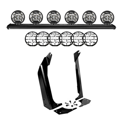 KC HiLiTES 97-06 Jeep TJ 50in. Overhead Xross Bar Kit w/(6) SlimLite LED Lights - Black 97060 97060 Photo - Primary