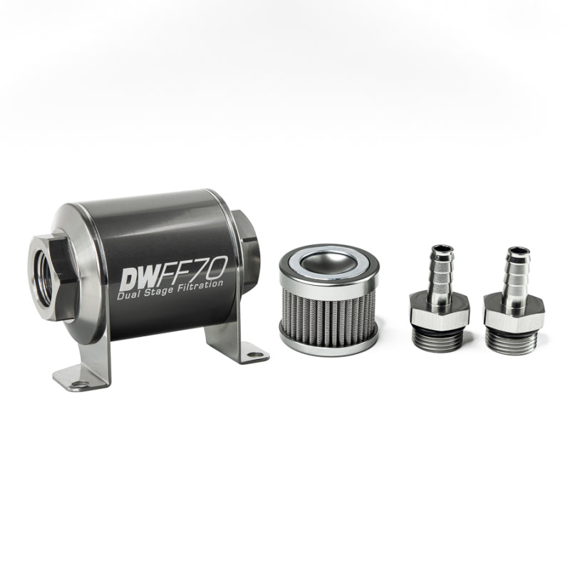 DeatschWerks 3/8 in, 100 micron, 70mm In-line fuel filter kit 8-03-070-100K-38 Photo - Primary