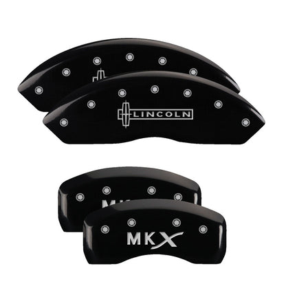 MGP 4 Caliper Covers Engraved Front Lincoln Engraved Rear MKX Black finish silver ch 36006SLCXBK 36006SLCXBK Photo - Primary