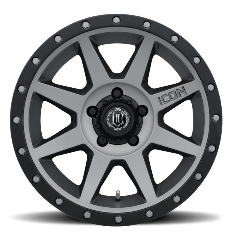 ICON Rebound 17x8.5 5x5.5 0mm Offset 4.75in BS 77.9mm Bore Titanium Wheel 1817858547TT 1817858547TT Photo - Close Up