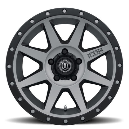 ICON Rebound 17x8.5 5x5.5 0mm Offset 4.75in BS 77.9mm Bore Titanium Wheel 1817858547TT 1817858547TT Photo - Close Up