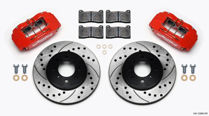 Wilwood DPHA Front Caliper & Rotor Kit, Drill, Red, Honda / Acura w/ 262mm OE 140-12996-DR Photo - Primary