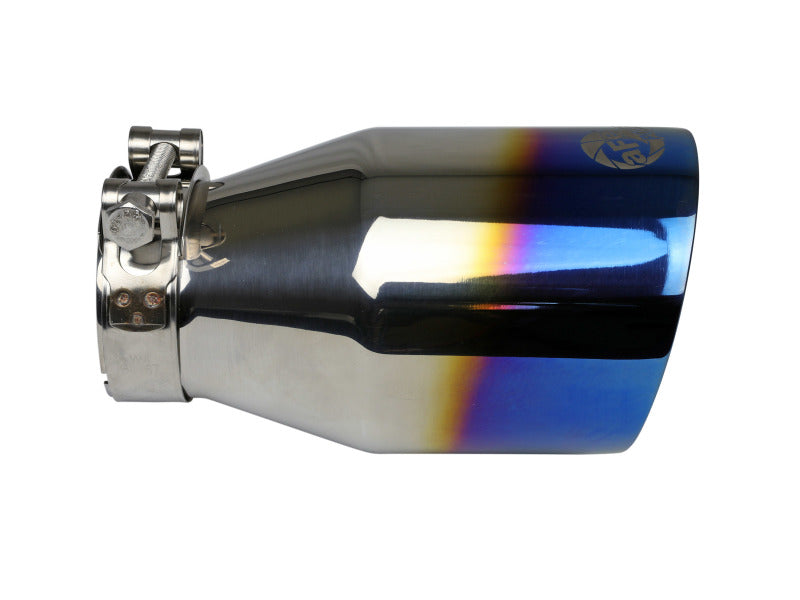 aFe Mach Force XP 304 Stainless Steel Clamp-On Exhaust Tip 2.5in Inlet / 4in Outlet - Blue Flame 49T25404-L071 49T25404-L071 Photo - Unmounted
