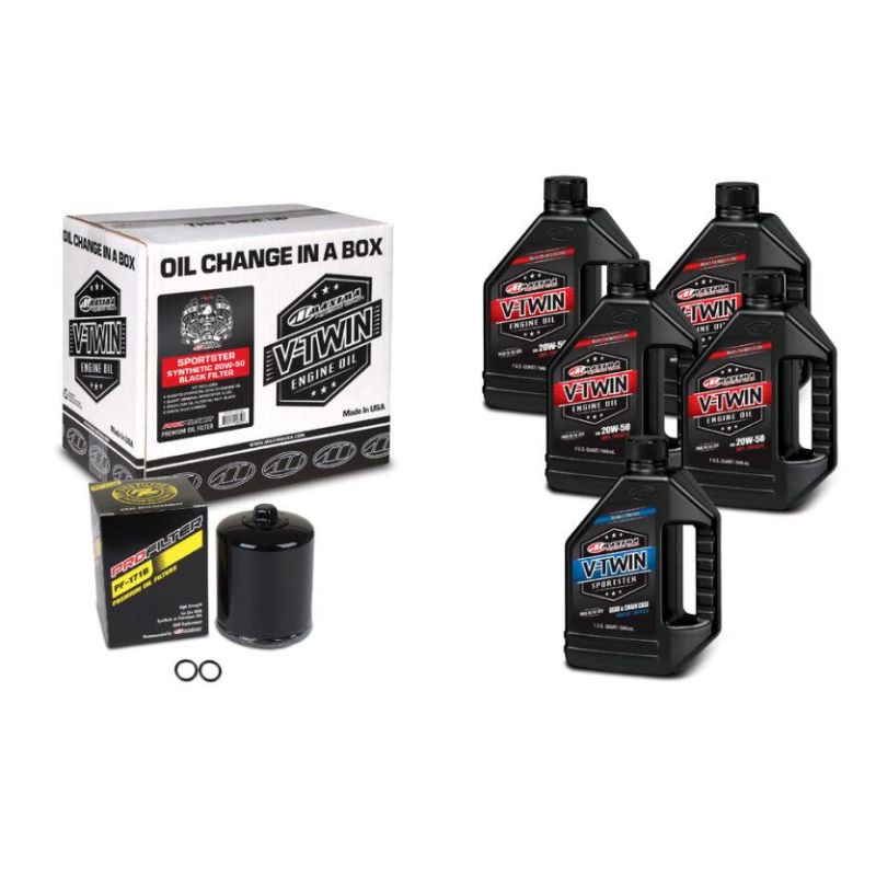 Maxima V-Twin Oil Change Kit Synthetic w/ Black Filter Sportster 90-119015PB