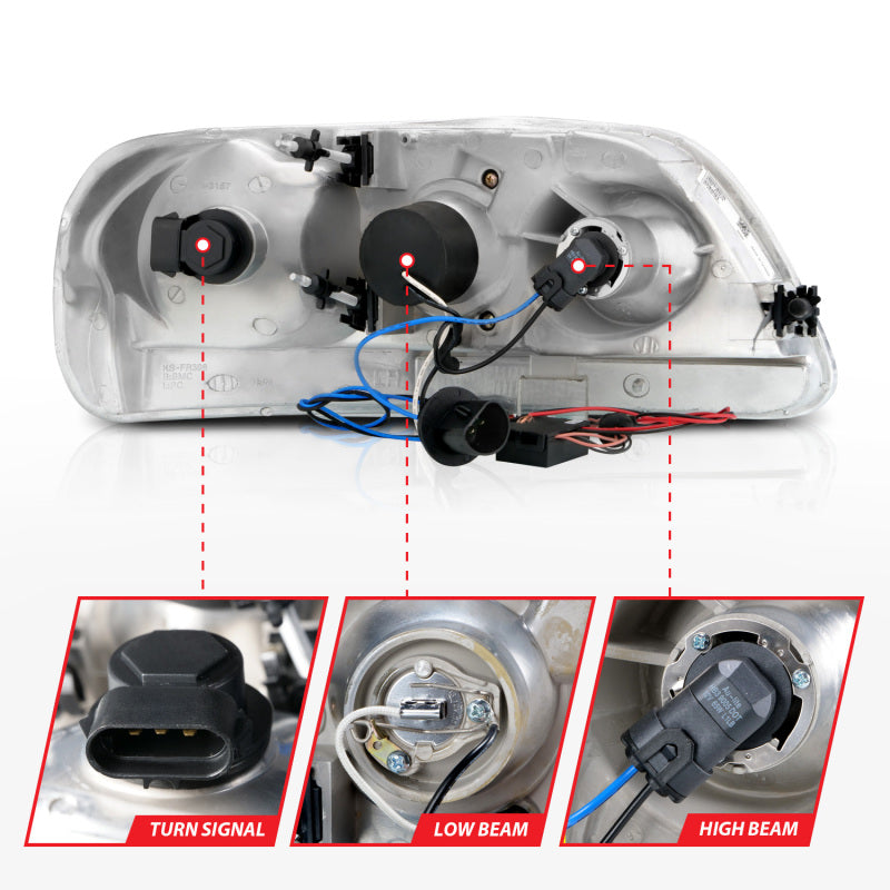 Anzo 1997.5-2003 Ford F-150 Projector Headlights w/ Halo Chrome 1pc 111054 Photo - Unmounted