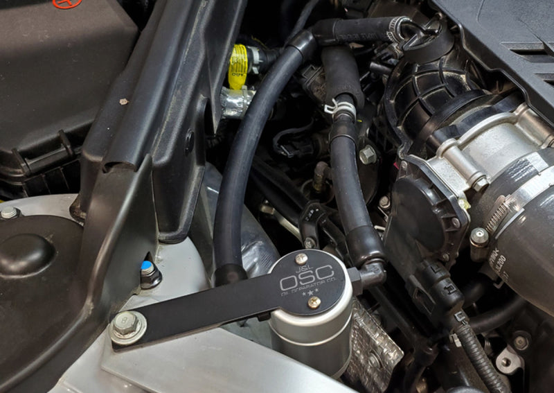 J&L 18-22 Kia Stinger GT 3.3TT Passenger Side Oil Separator 3.0 - Clear Anodized 3106P-C 3106P-C Photo - Mounted