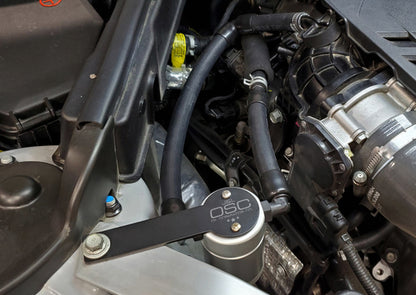 J&L 18-22 Kia Stinger GT 3.3TT Passenger Side Oil Separator 3.0 - Clear Anodized 3106P-C 3106P-C Photo - Mounted
