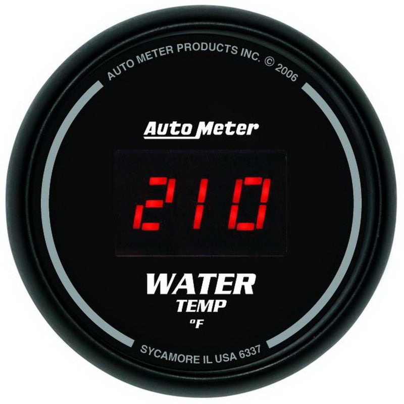 Autometer Gauge, Water Temp, 2 1/16", 340 Deg F, Digital, Black Dial W/ Red Led 6337 Photo - Primary