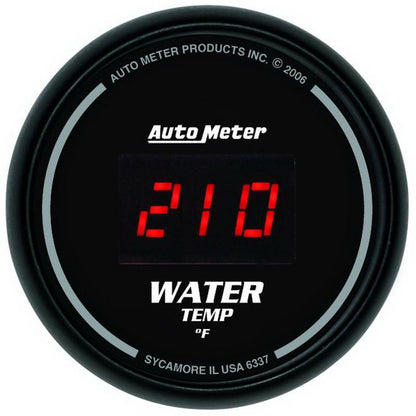 Autometer Gauge, Water Temp, 2 1/16", 340 Deg F, Digital, Black Dial W/ Red Led 6337 Photo - Primary
