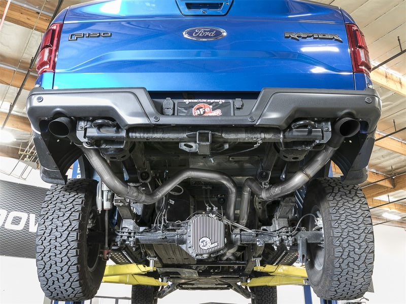 aFe MACH Force-Xp Cat-Back Exhaust System w/ Dual Hi-Tuck Black Tips  Ford 49-33095-B Photo - Mounted