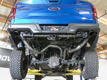 aFe MACH Force-Xp Cat-Back Exhaust System w/ Dual Hi-Tuck Black Tips  Ford 49-33095-B Photo - Mounted
