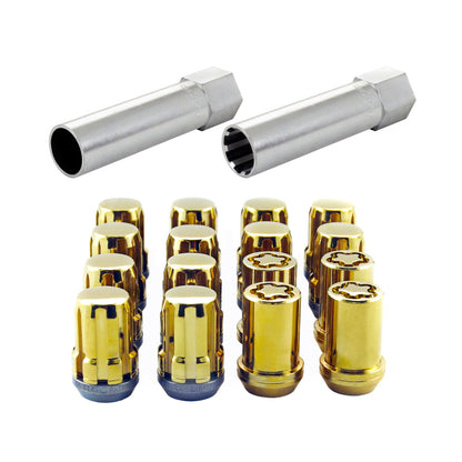 McGard SplineDrive Tuner 4 Lug Install Kit w/Locks & Tool (Cone) M12x1.25 / 13/16 Hex - Gold (CS) 65454GDC 65454GDC Photo - out of package