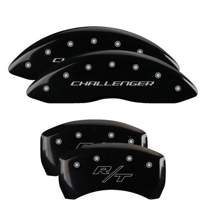 MGP 4 Caliper Covers Engraved Front Block/Challenger Engraved Rear Vintage Style/RT Blk fnsh slvr ch 12005SCBRBK 12005SCBRBK Photo - Primary