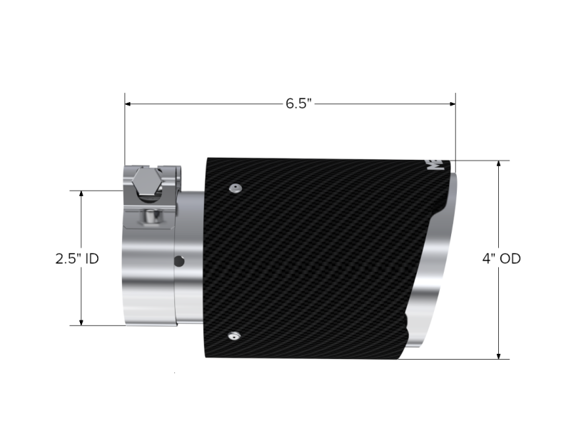 MBRP Universal Carbon Fiber Tip 4in OD/2.5in Inlet/6.5in L T5176CF T5176CF Photo - Close Up