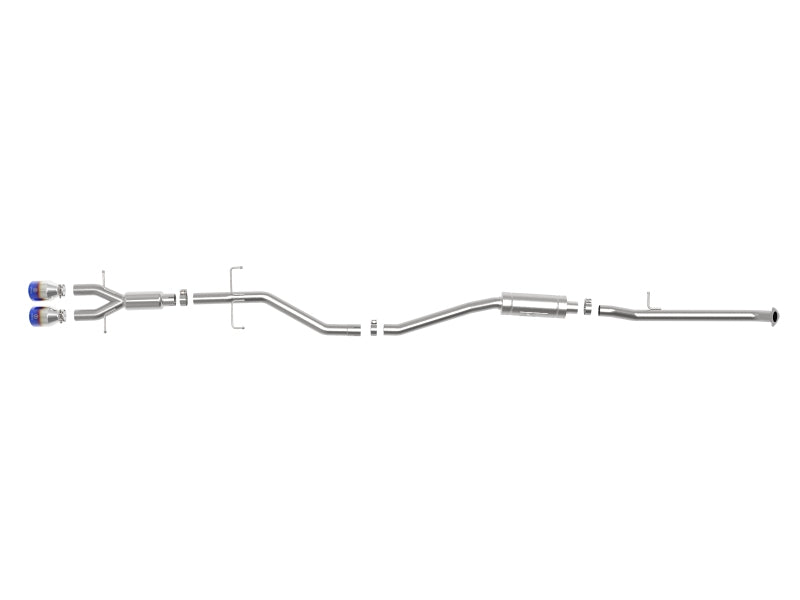 aFe Takeda 2.5in 304 SS Cat-Back Exhaust System w/ Blue Tips 17-20 Honda Civic Si Sedan I4 1.5L 49-36619-L 49-36619-L Photo - Unmounted