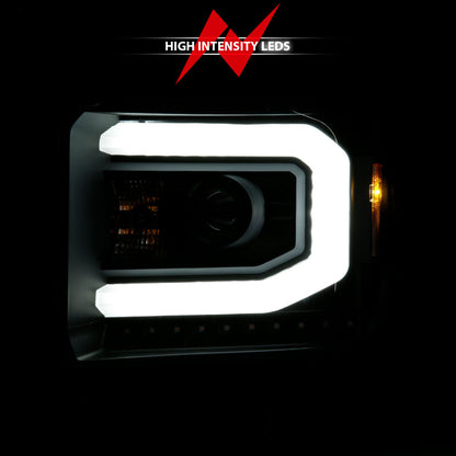 ANZO 2014-2015 GMC Sierra 1500 Projector Headlights w/ Light Bar Black Housing (Halogen Type) 111513 111513 User 6