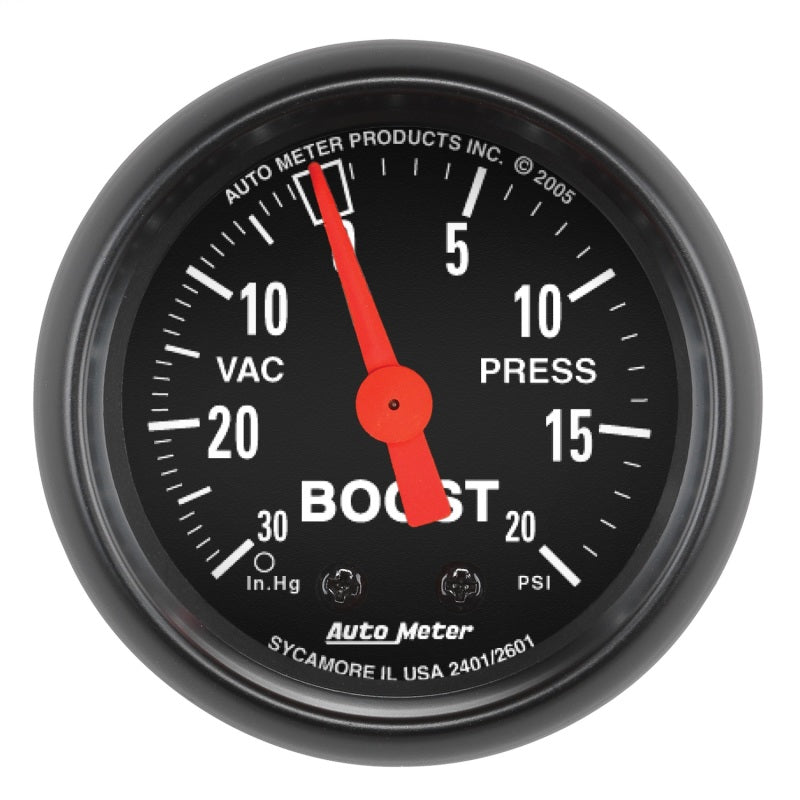 Autometer GAUGE, VAC/BOOST, 2 1/16", 30INHG-20PSI, MECHANICAL, Z-SERIES 2601 Photo - Primary