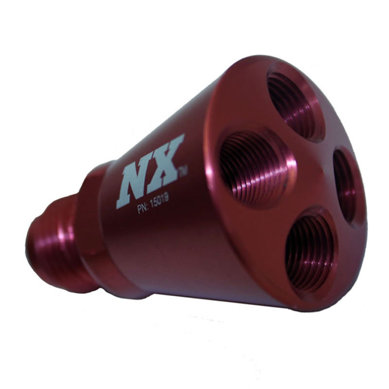 Nitrous Express 4 Port Showerhead Distribution Block w/6AN Inlet - Red 15019R 15019R Photo - Primary