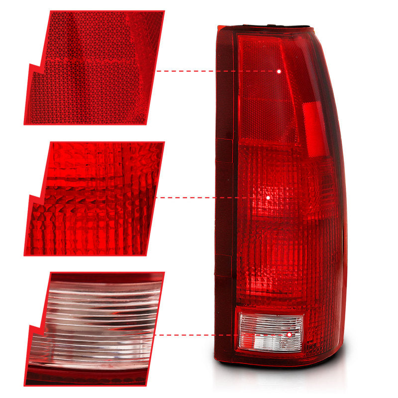 ANZO 1988-1999 Chevy C1500 Taillight Red/Clear Lens (OE Replacement) 311301 311301 Photo - Unmounted