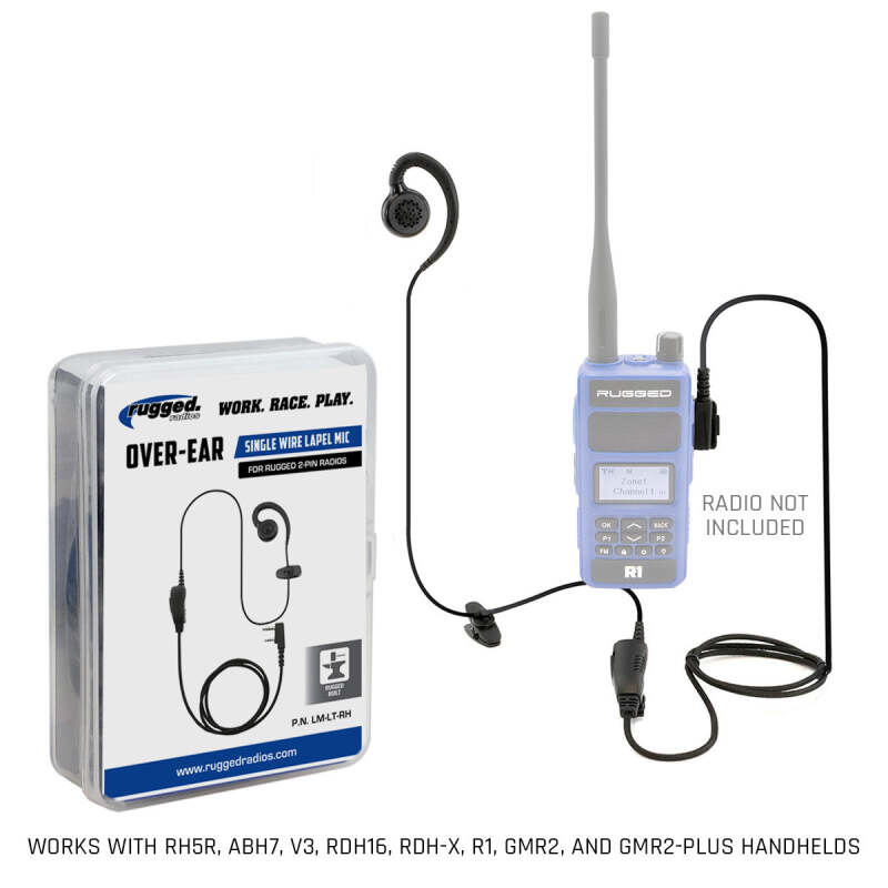 Rugged Radios Lapel Mic - 1 Wire with Ear Hook for Handheld Radios LM-LT-RH LM-LT-RH Photo - Primary