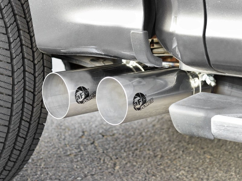 aFe Rebel 3in 409 SS Cat-Back Exhaust 2021 Ford F-150 V6 2.7L/3.5L (tt)/V8 5.0L w/ Polished Tips 49-43128-P 49-43128-P Photo - Mounted