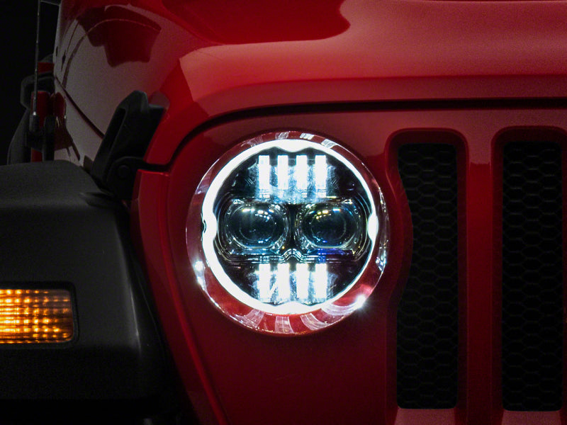 Raxiom 18-23 Jeep Wrangler JL Axial Series 9-In Angel Eye LED Headlights- Blk Housing (Clear Lens) J171705 J171705 Photo - Primary