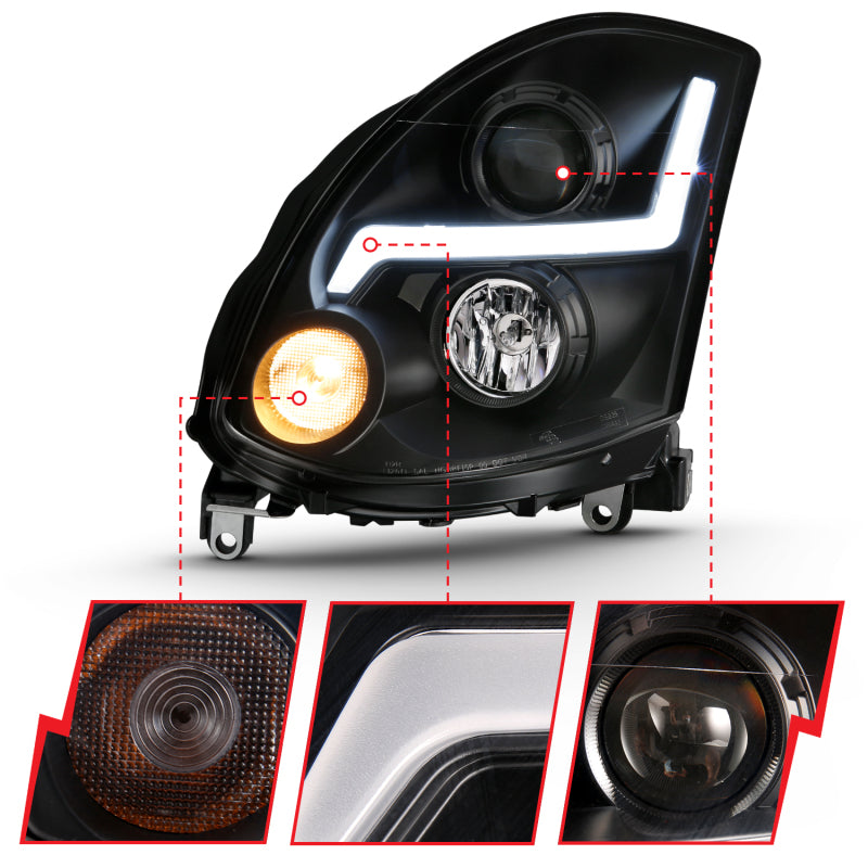 ANZO 2003-2007 Infiniti G35 Projector Headlight Plank Style Black (HID Compatible, No HID Kit ) 121557 121557 User 2
