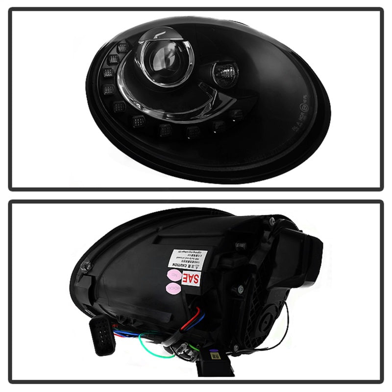 Spyder Volkswagen Beetle 06-10 Projector Headlights DRL LED Black PRO-YD-VB06-DRL-BK 5080929 5080929 Photo - Unmounted