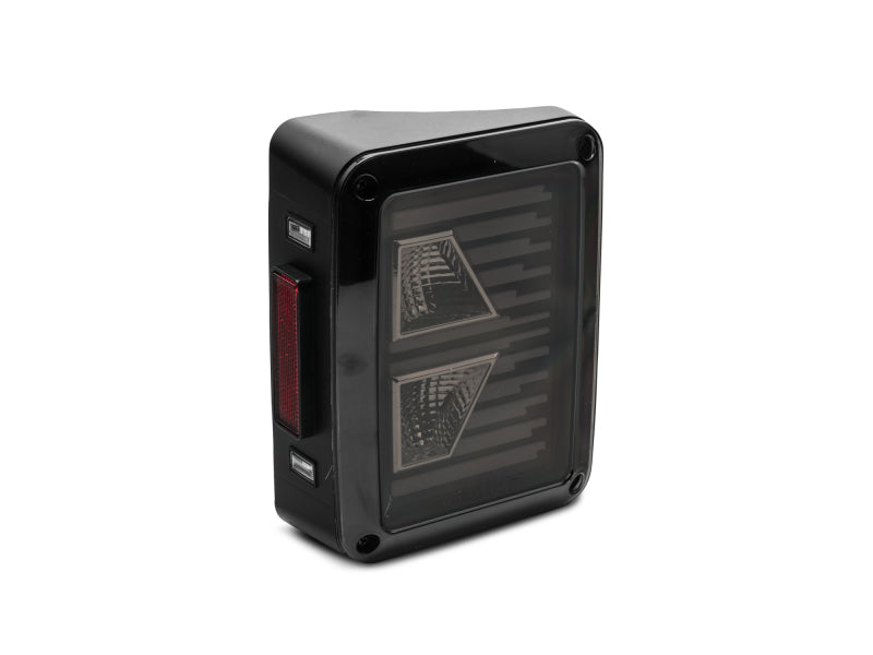 Raxiom 07-18 Jeep Wrangler JK Axial Series Vision LED Tail Lights- Black Housing (Smoked Lens) J130808 J130808 Photo - Close Up