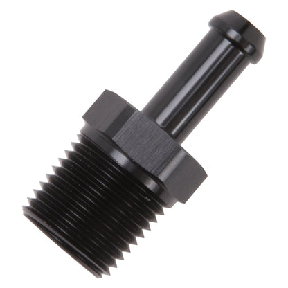 Edelbrock Hose Fittings, Straight, 1/2" NPT to 3/8" Barb, Black Anodize 8185 Photo - out of package