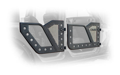 DV8 Offroad Jeep 18+ Wrangler JL / 20+ Gladiator JT Front Rock Doors w/ Perforated Aluminum Mesh RDJL-01F RDJL-01F Photo - Primary