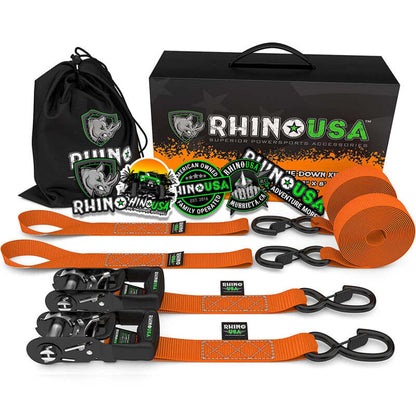 Rhino USA Heavy Duty Ratchet Tie-Downs 2-Pack (Orange) 1.6In X 8Ft HDKIT-2PK-ORG HDKIT-2PK-ORG Photo - Primary