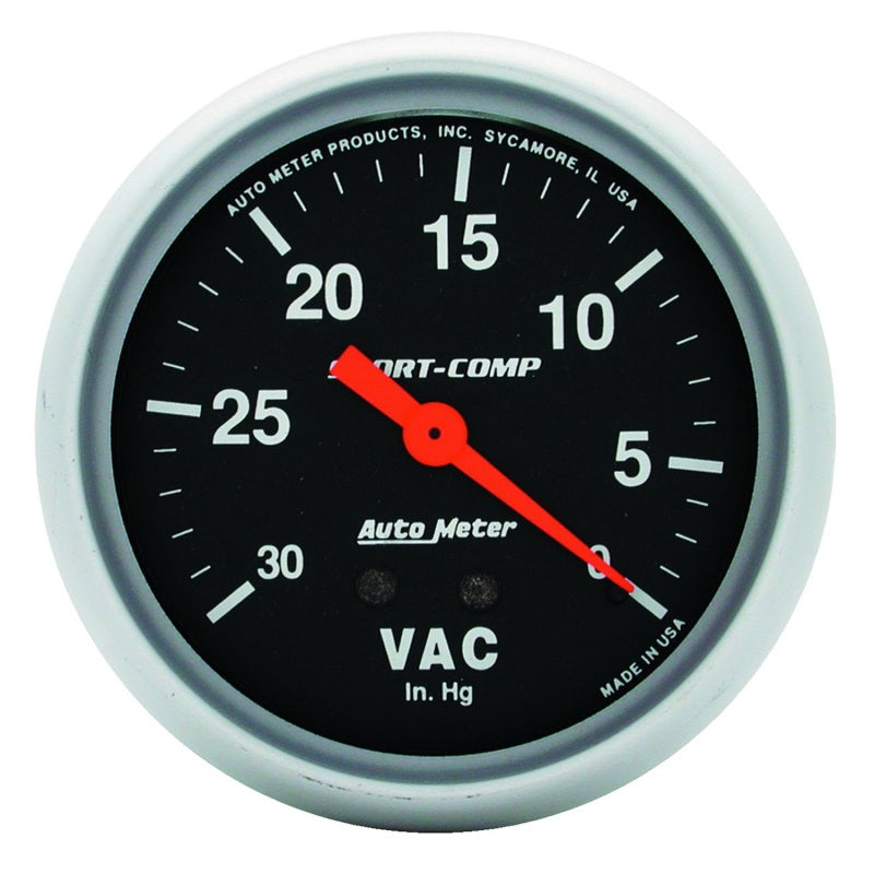 Autometer Gauge, Vacuum, 2 5/8", 30INHG, Mechanical, Sport-Comp 3484 Photo - Primary