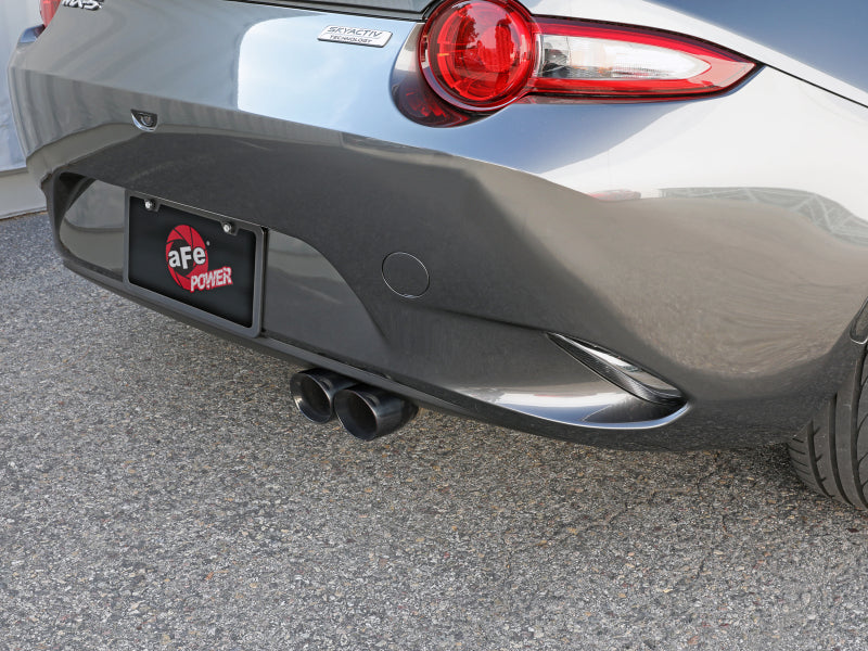 aFe Takeda 2-1/2in 304 SS Axle-Back Exhaust w/ Polished Tip 16-19 Mazda Miata L4 2.0L 49-37004-P 49-37004-P Photo - Mounted