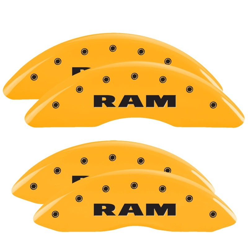 MGP 4 Caliper Covers Engraved Front & Rear RAM Yellow finish black ch 55002SRAMYL 55002SRAMYL Photo - Primary