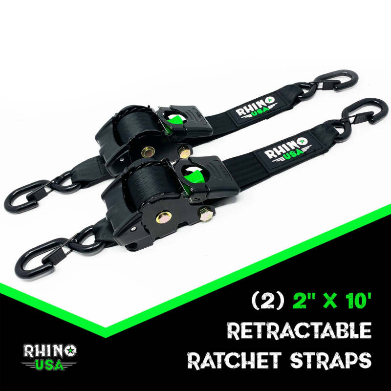 Rhino USA Retractable Ratchet Straps (2Pk 2Inx10Ft) Gray TD-RSRE2X10-GRY TD-RSRE2X10-GRY User 1