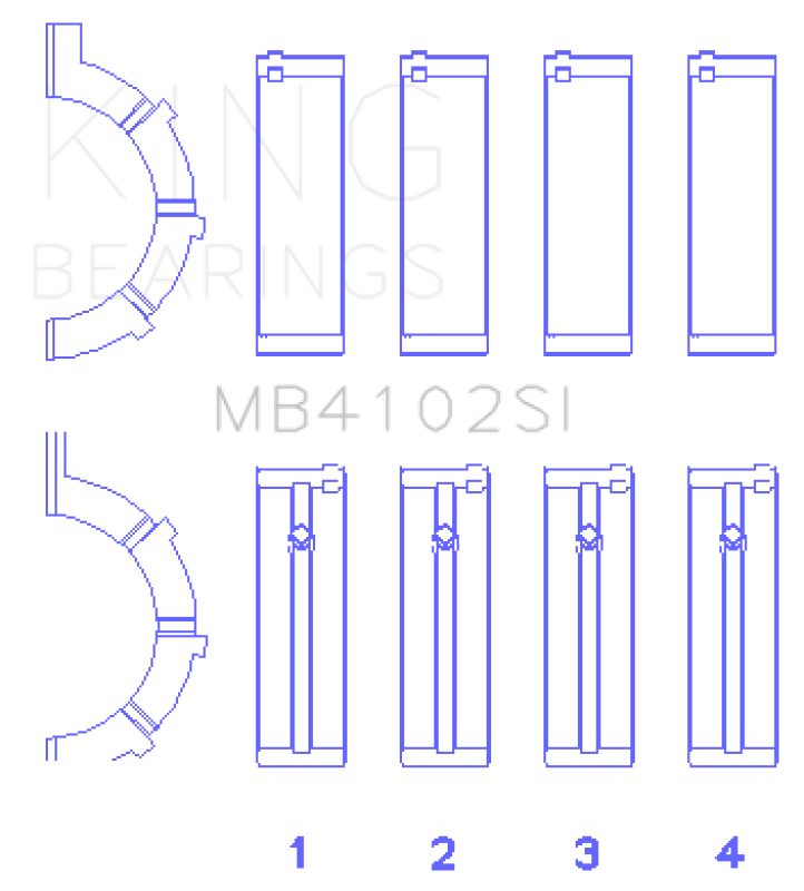 King Engine Bearings Chrysler 226 (3.7L) (Size +0.75mm) Main Bearing Set MB4102SI0.75 MB4102SI0.75 Photo - Primary