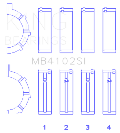 King Engine Bearings Chrysler 226 (3.7L) (Size +0.75mm) Main Bearing Set MB4102SI0.75 MB4102SI0.75 Photo - Primary