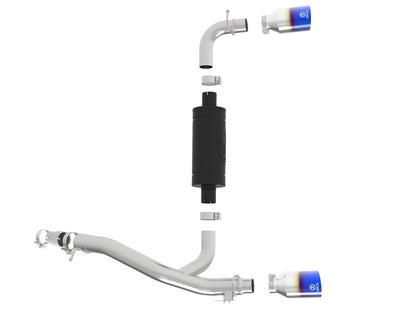 aFe Takeda 3in 304 SS Axle-Back Exhaust System w/ Blue Flame Tip 16-18 49-33104-L Photo - Unmounted