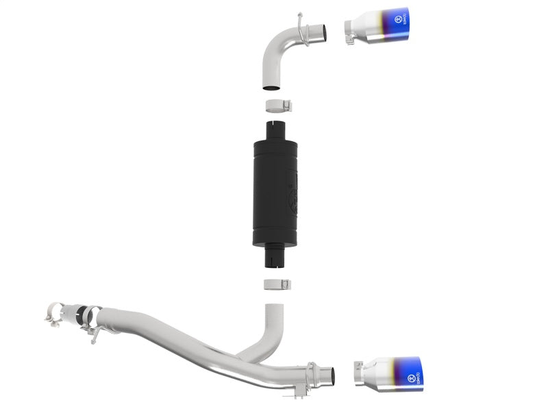 aFe Takeda 3in 304 SS Axle-Back Exhaust System w/ Blue Flame Tip 16-18 49-33104-L Photo - Unmounted