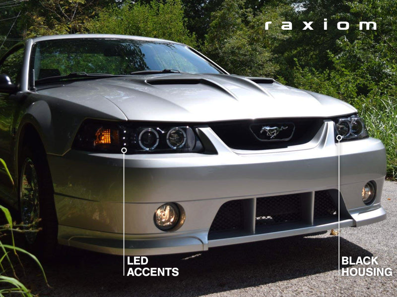 Raxiom 99-04 Ford Mustang Dual LED Halo Projector Headlights- Black Housing (Clear Lens) 101684 101684 Photo - Close Up
