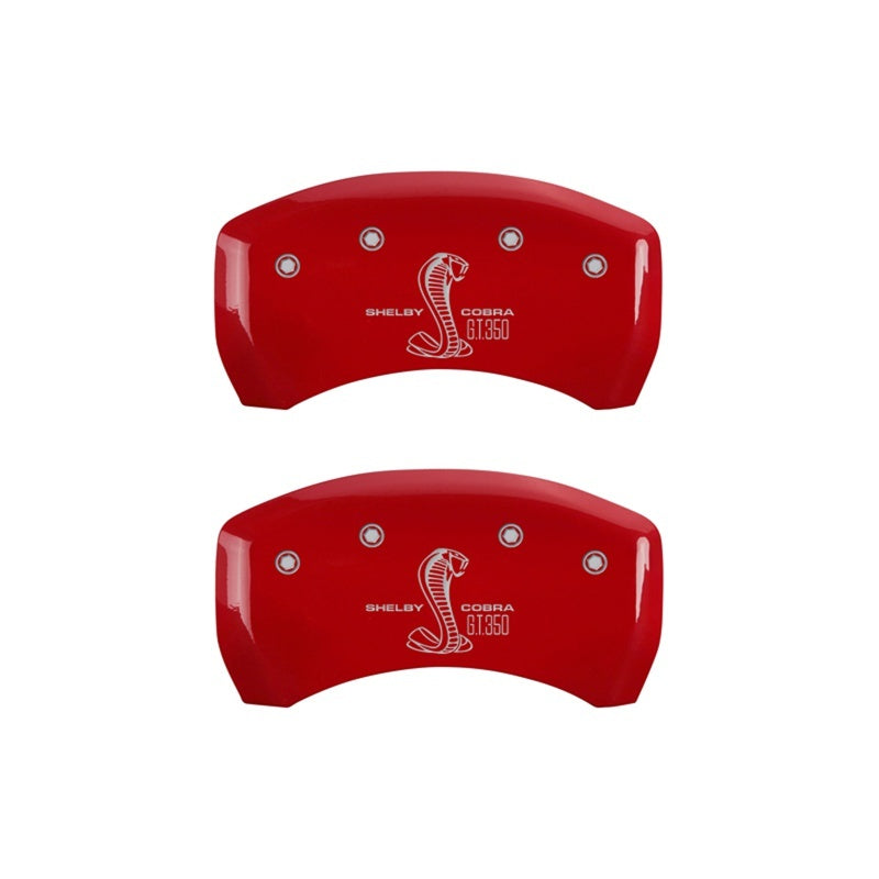 MGP Rear set 2 Caliper Covers Engraved Rear GT350 Shelby & Cobra Red finish silver ch 10010RGT3RD 10010RGT3RD Photo - Primary