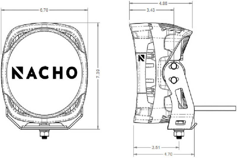 ARB Nacho Offroad Technology Grande LED Light - Amber/White PM671 PM671 Technical Drawing
