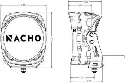 ARB Nacho Offroad Technology Grande LED Light - Amber/White PM671 PM671 Technical Drawing
