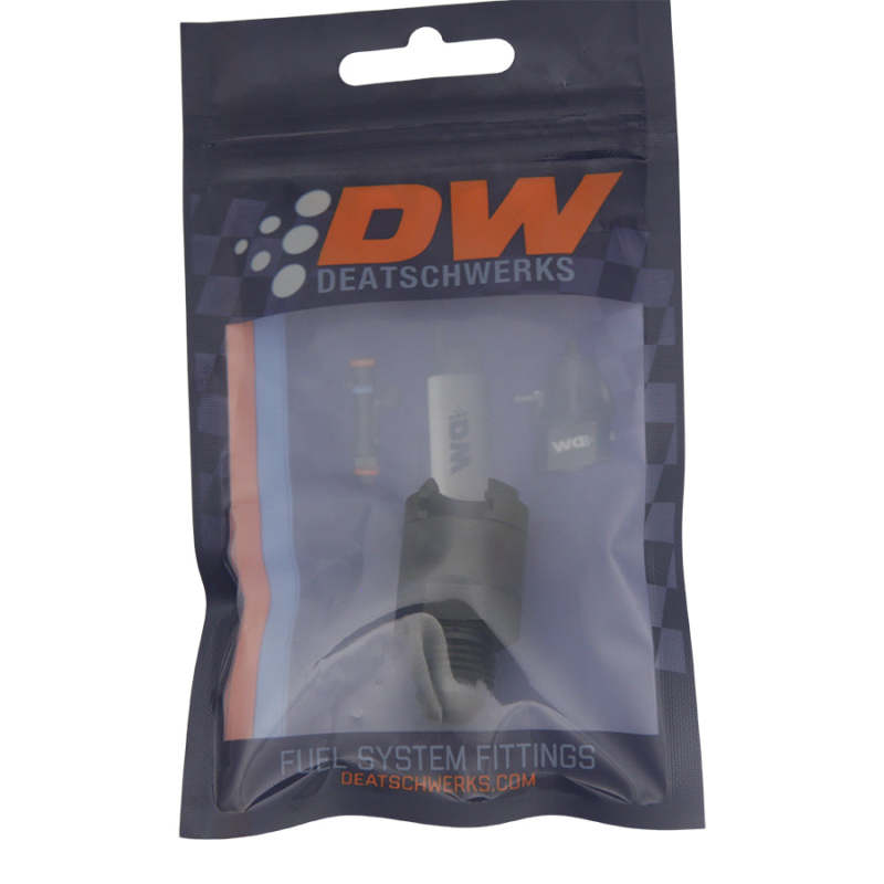 DeatschWerks 6AN Male Flare to 3/8in Female EFI Quick Connect Adapter - Anodized Matte Black 6-02-0103-B 6-02-0103-B Photo - lifestyle view
