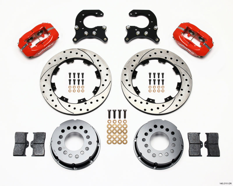 Wilwood Forged Dynalite P/S Rear Kit Drilled Red 58-64 Olds/Pontiac Ends 140-2111-DR 140-2111-DR Photo - Primary