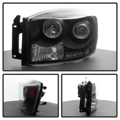 Spyder Dodge Ram 1500 06-08/Ram 2500 06-09 Projector Headlights LED Halo LED Blk PRO-YD-DR06-HL-BK 5010001 5010001 Photo - Unmounted