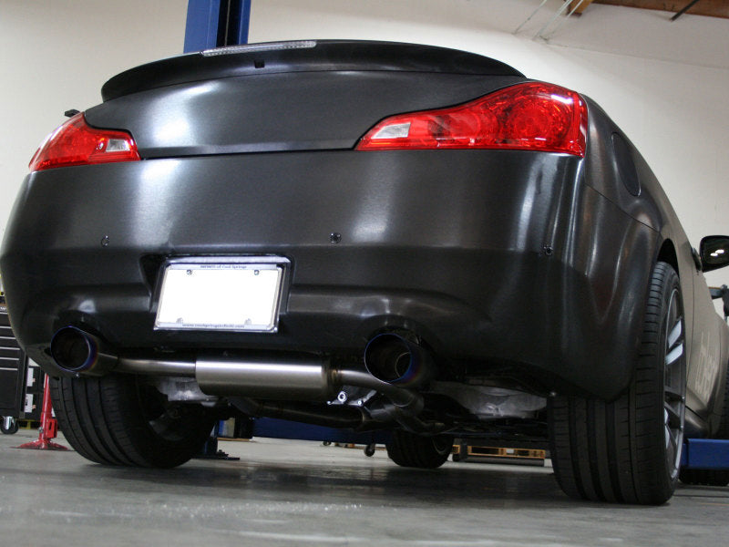 aFe Takeda 2-1/2in 304SS Cat-Back Exhaust Infiniti G37 08-13/Q60 14-15 V6-3.7 w/ Blue Flame Tips 49-36103-L 49-36103-L Photo - Mounted